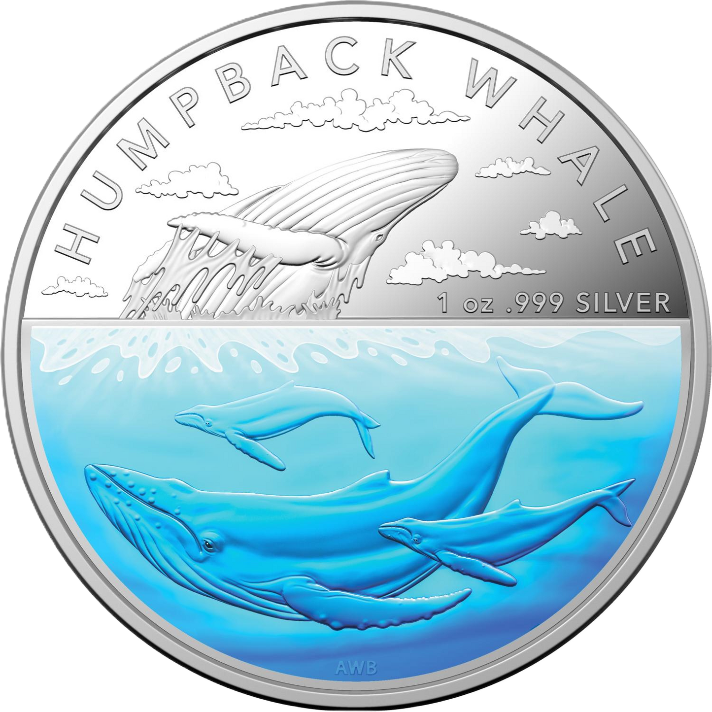 2023 RAM Humpback Whale 1oz Silvered Coloured Proof Coin