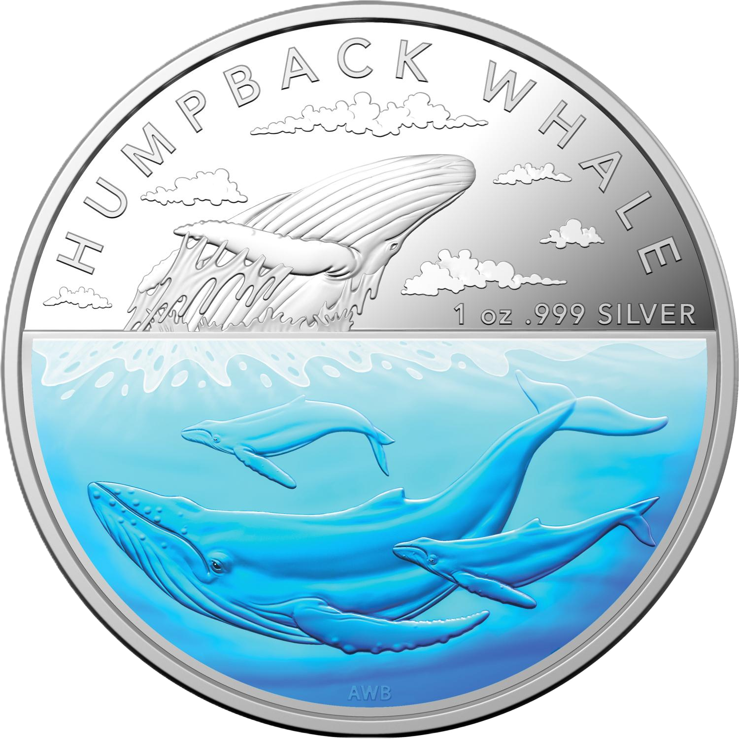 2023 RAM Humpback Whale 1oz Silvered Coloured Proof Coin