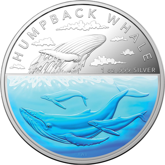 2023 RAM Humpback Whale 1oz Silvered Coloured Proof Coin