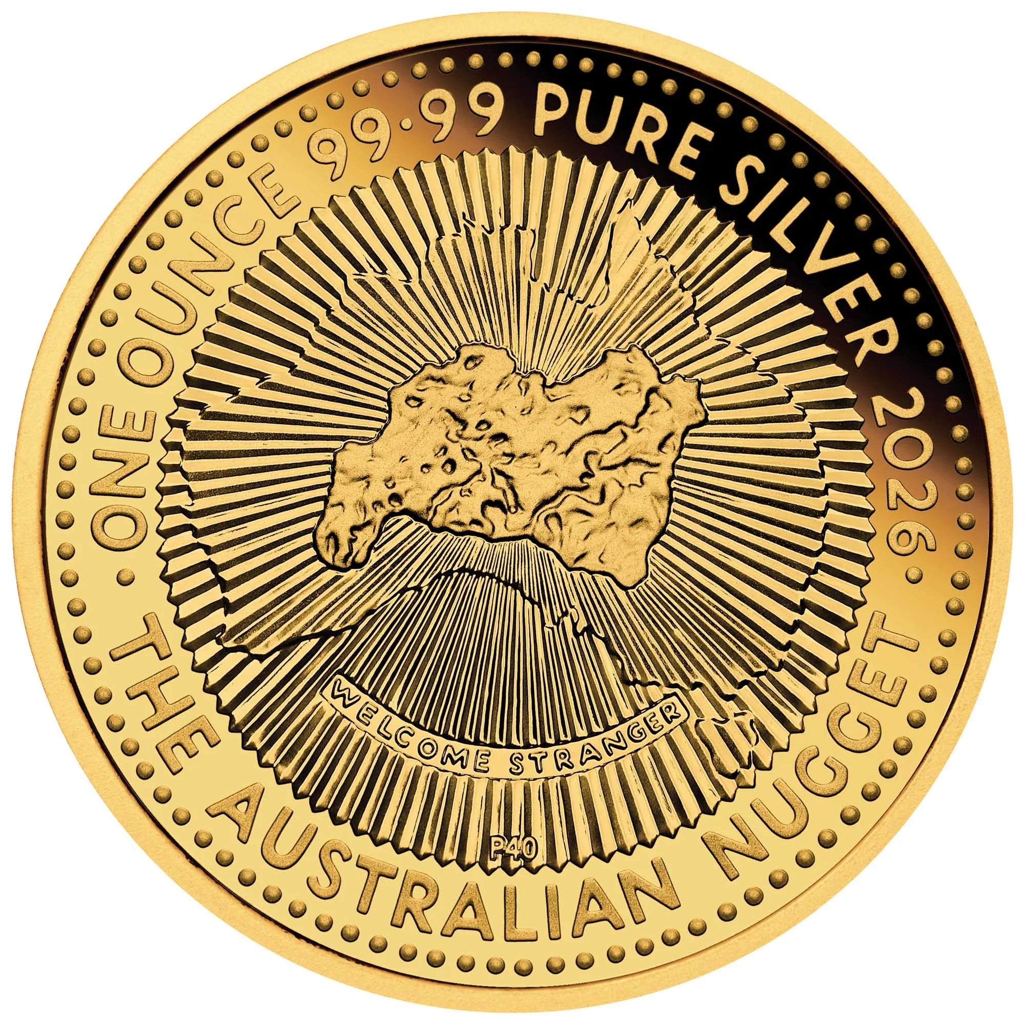 2026 Perth mint Australian Nugget 40th Anniversary ANDA 1oz Silver Gilded Coin