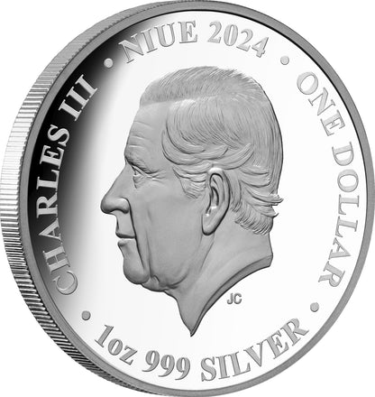 2024 NIUE Gryphon 1oz Rose-Gold Gilded Silver Proof Coin