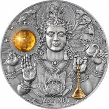 2023 Niue Divine Faces of the Sun Vishnu 3oz Antiqued Silver Coin