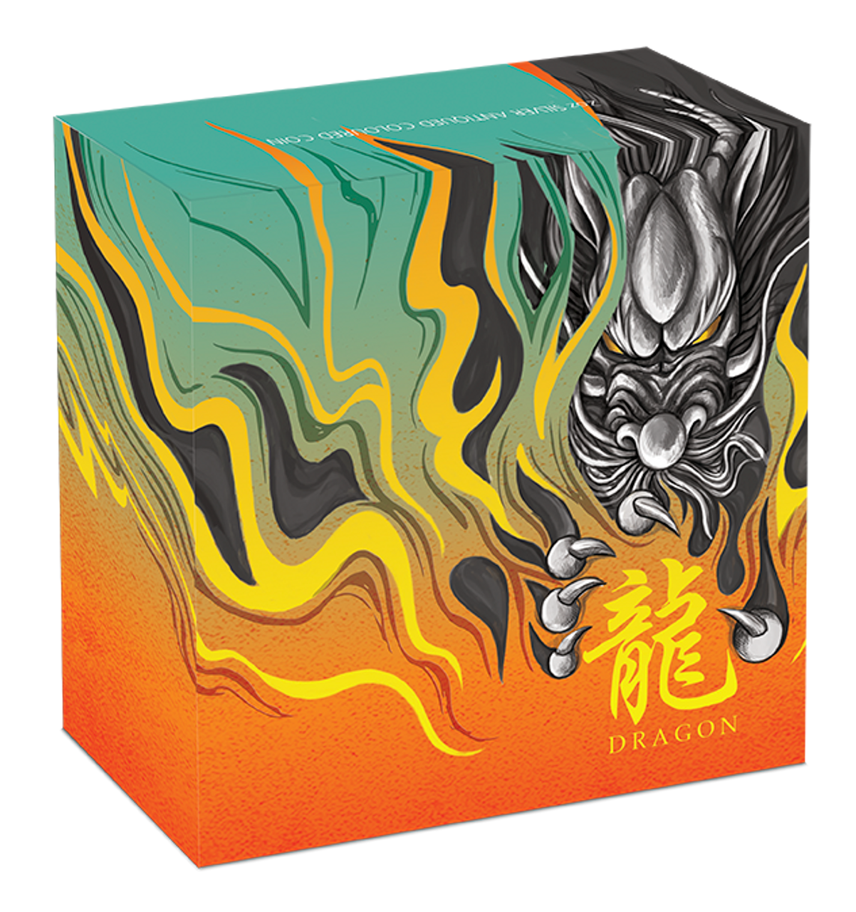 2022 Perth Mint Dragon 2oz Coloured High Relief Antiqued Silver Coin