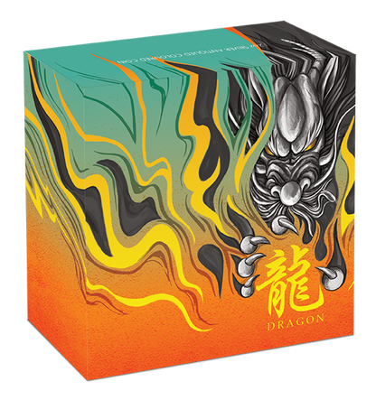 2022 Perth Mint Dragon 2oz Coloured High Relief Antiqued Silver Coin