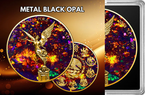 2024 Mexico Libertad Metal Black Opal Gold Edition 1oz Silver Coin