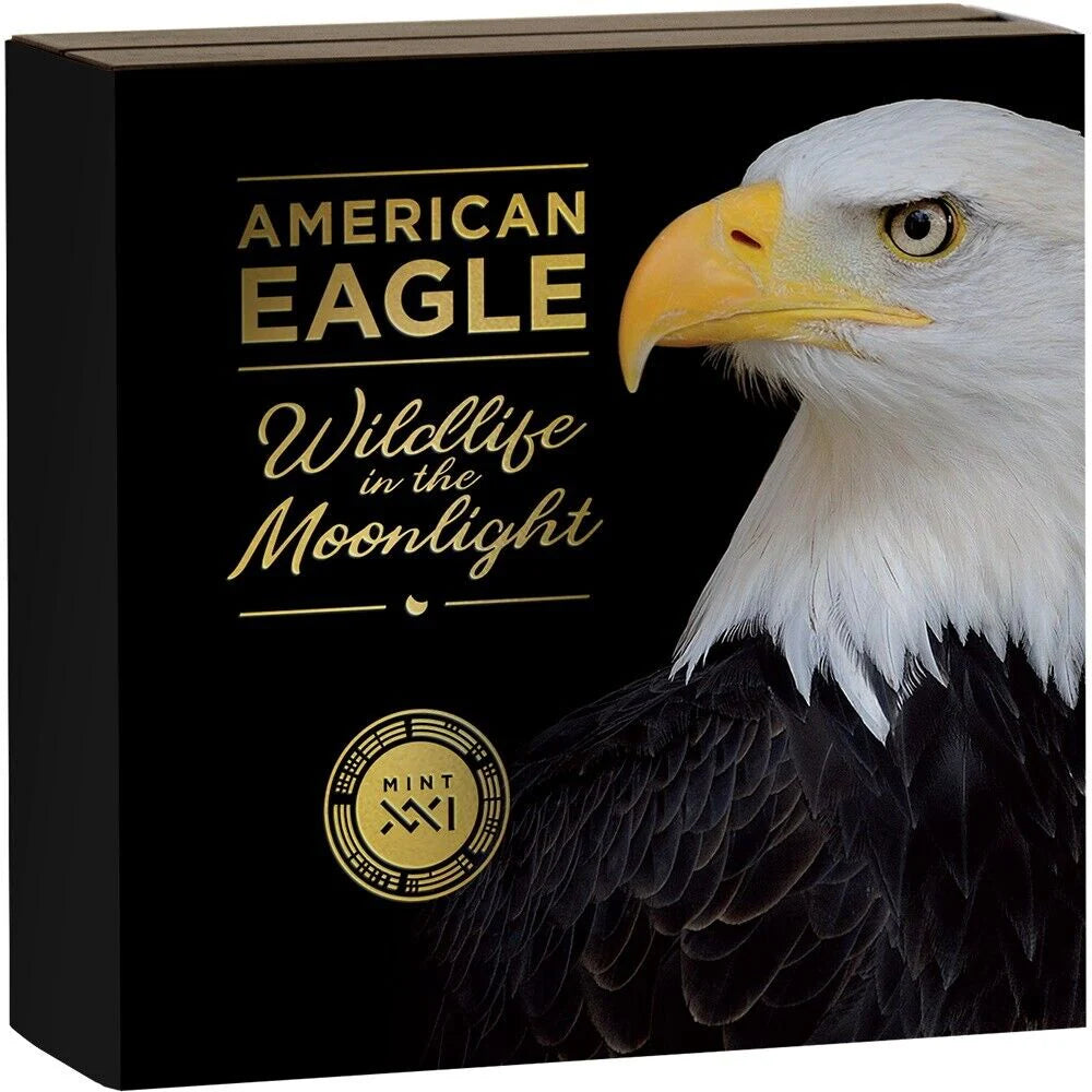 2022 Eagle Wildlife in the Moonlight 2oz Silver Gilded Coin