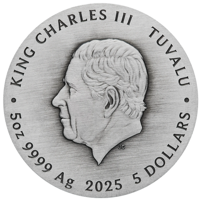 2025 Perth Mint World Popular Dogs 5oz Silver Antiqued HR Coloured Coin - last one