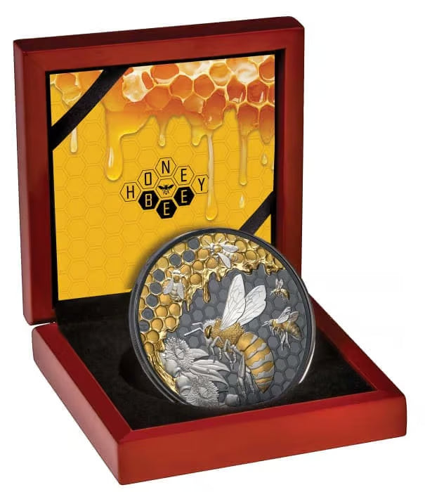 2026 Niue Honey Bee 5oz Silver Black Proof Gilded Coin
