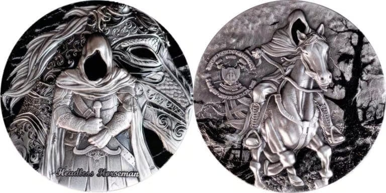 2025 Cameroon Headless Horseman 2oz Silver Antiqued High Relief Coin