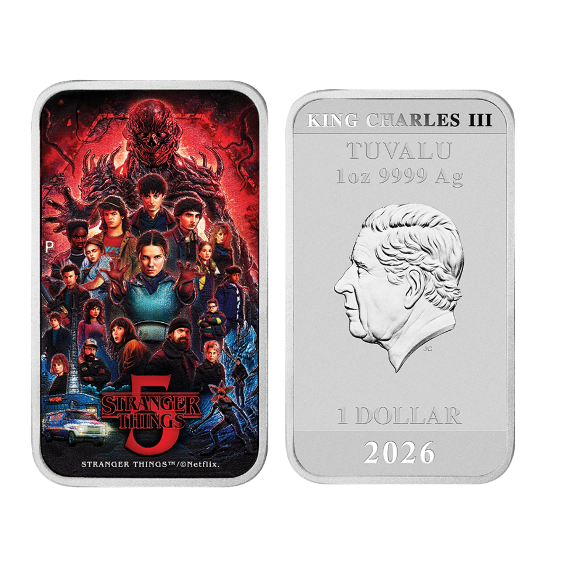 2026 Perth Mint Stranger Things Season 5 1oz Silver Coloured  Rectangular Bar