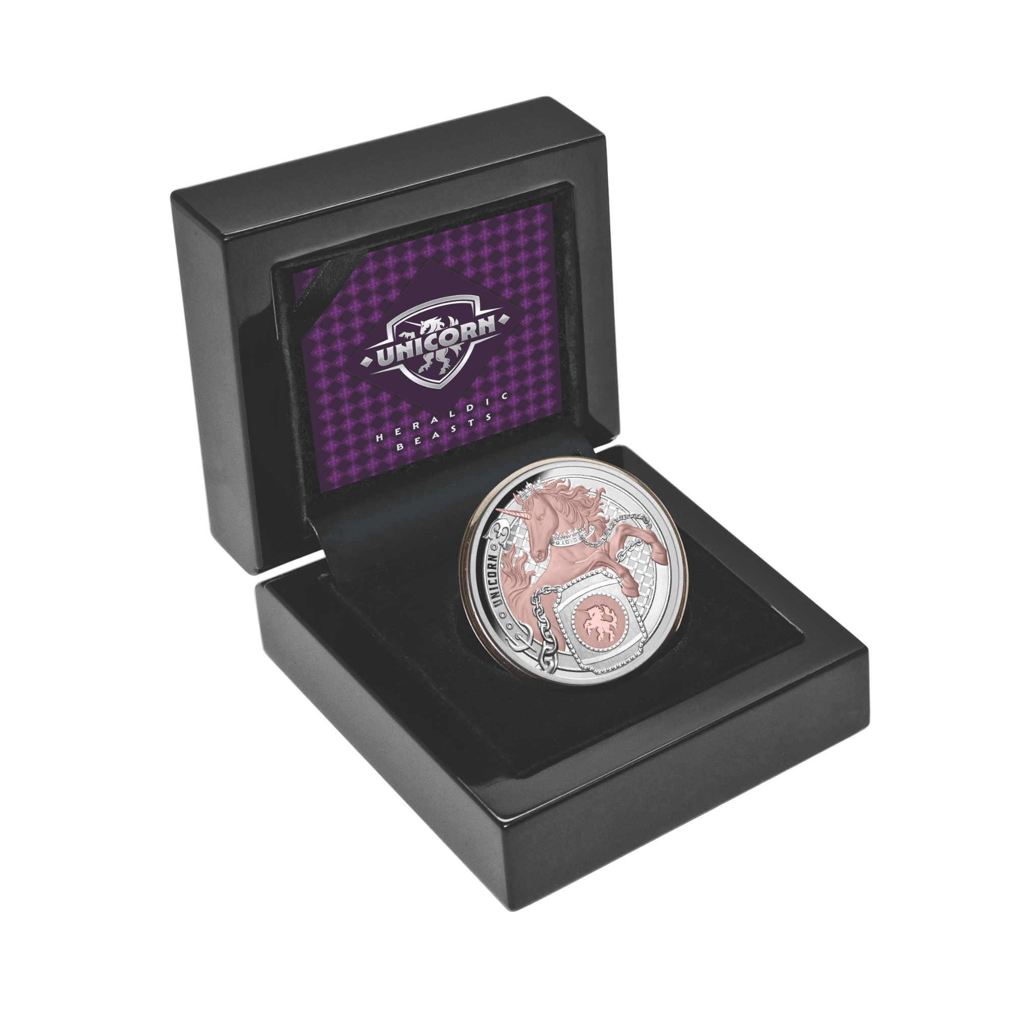 2026 Heraldic Beasts Unicorn 1oz Silver Proof Rose Gold Plated Coin