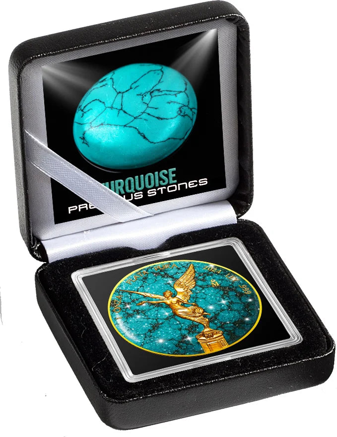 2024 Mexico Libertad Precious Gemstones Turquoise Edition 1oz Silver Coin