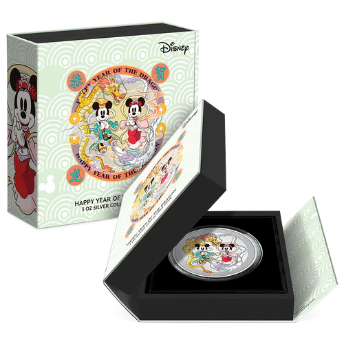 2024 Niue Disney Lunar Happy Year of the Dragon 3oz Silver Coloured Coin