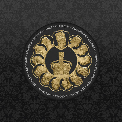 2025 Niue Monarchs of Britain – $1 Gold-Plated 1oz Silver Proof Coin