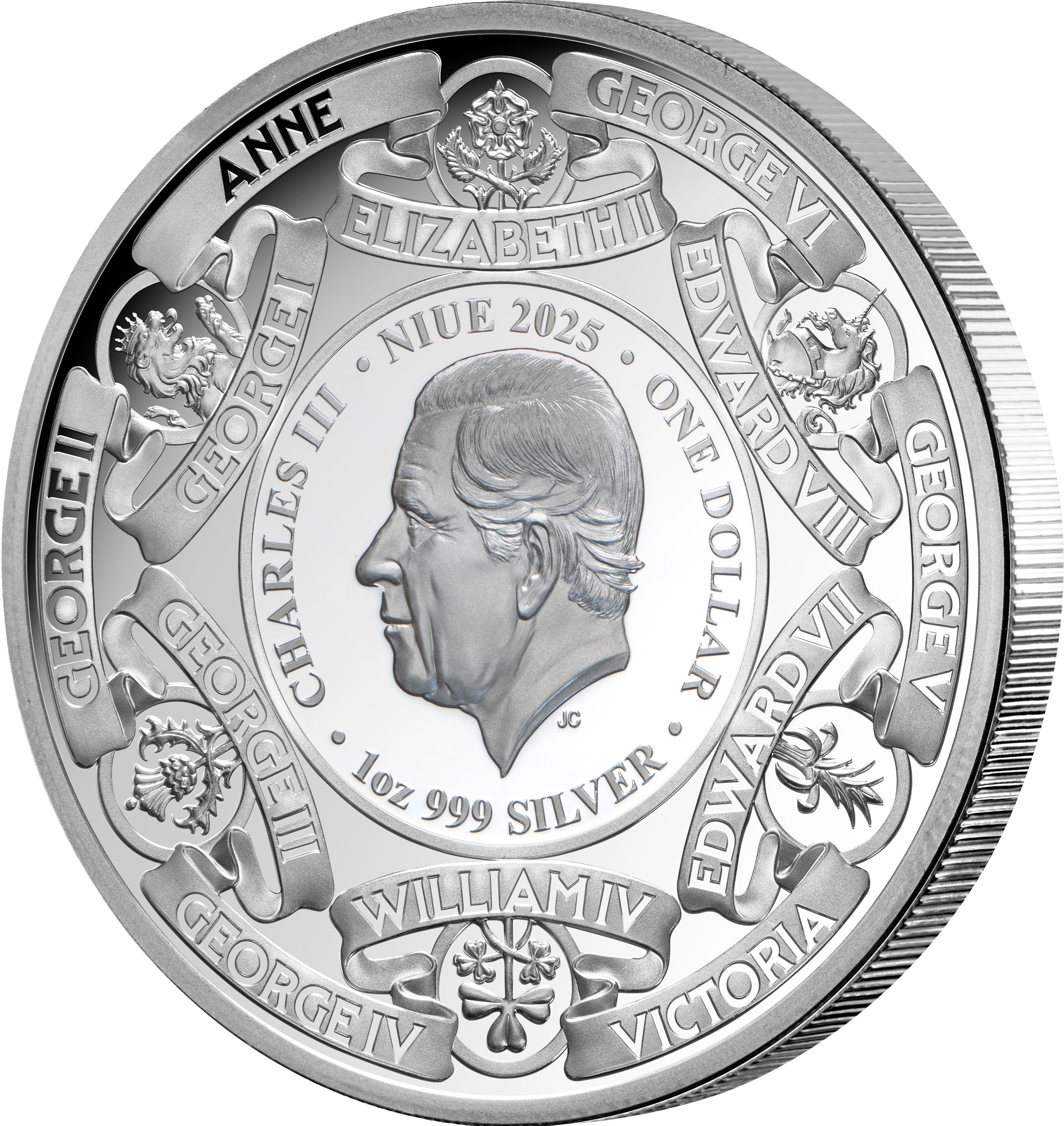 2025 Niue Monarchs of Britain Gold-Plated 1oz Silver Proof Coin