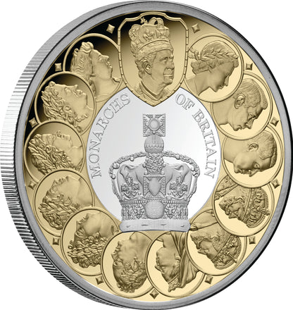 2025 Niue Monarchs of Britain – $1 Gold-Plated 1oz Silver Proof Coin