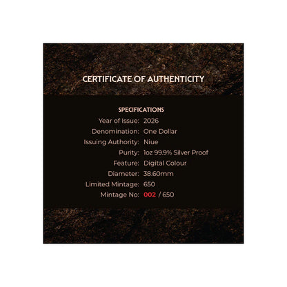 2026 Niue Sabre-Toothed Tiger Prehistoric Mammal 1oz Silver Proof Coin - Pre Order