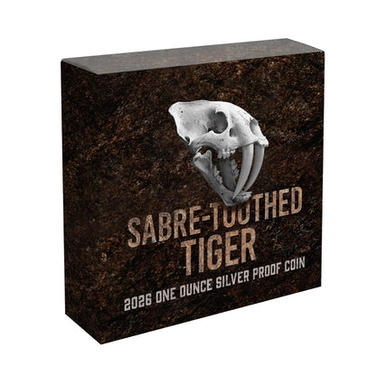 2026 Niue Sabre-Toothed Tiger Prehistoric Mammal 1oz Silver Proof Coin - Pre Order