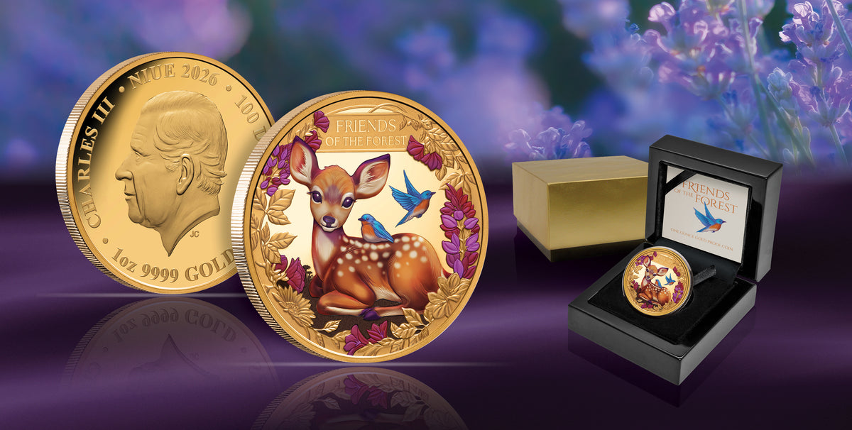 2026 Niue Friends of the Forest Fawn 1oz Gold Proof Coloured Coin