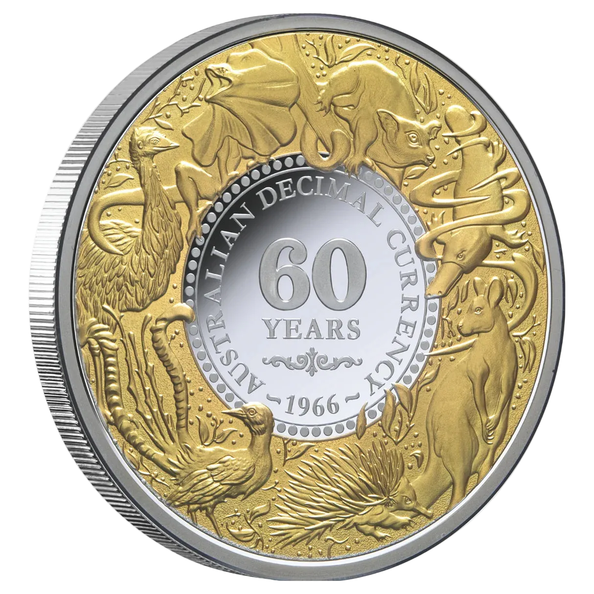 2026 Niue Decimal Currency 60th Anniversary Wildlife 1oz Silver Proof Gold-Plated Coin