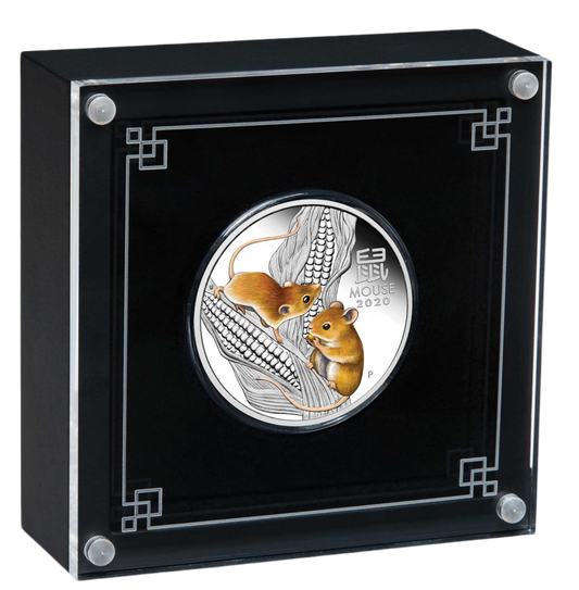2020 Perth Mint Lunar Mouse 1/2oz Silver Proof Coloured Coin
