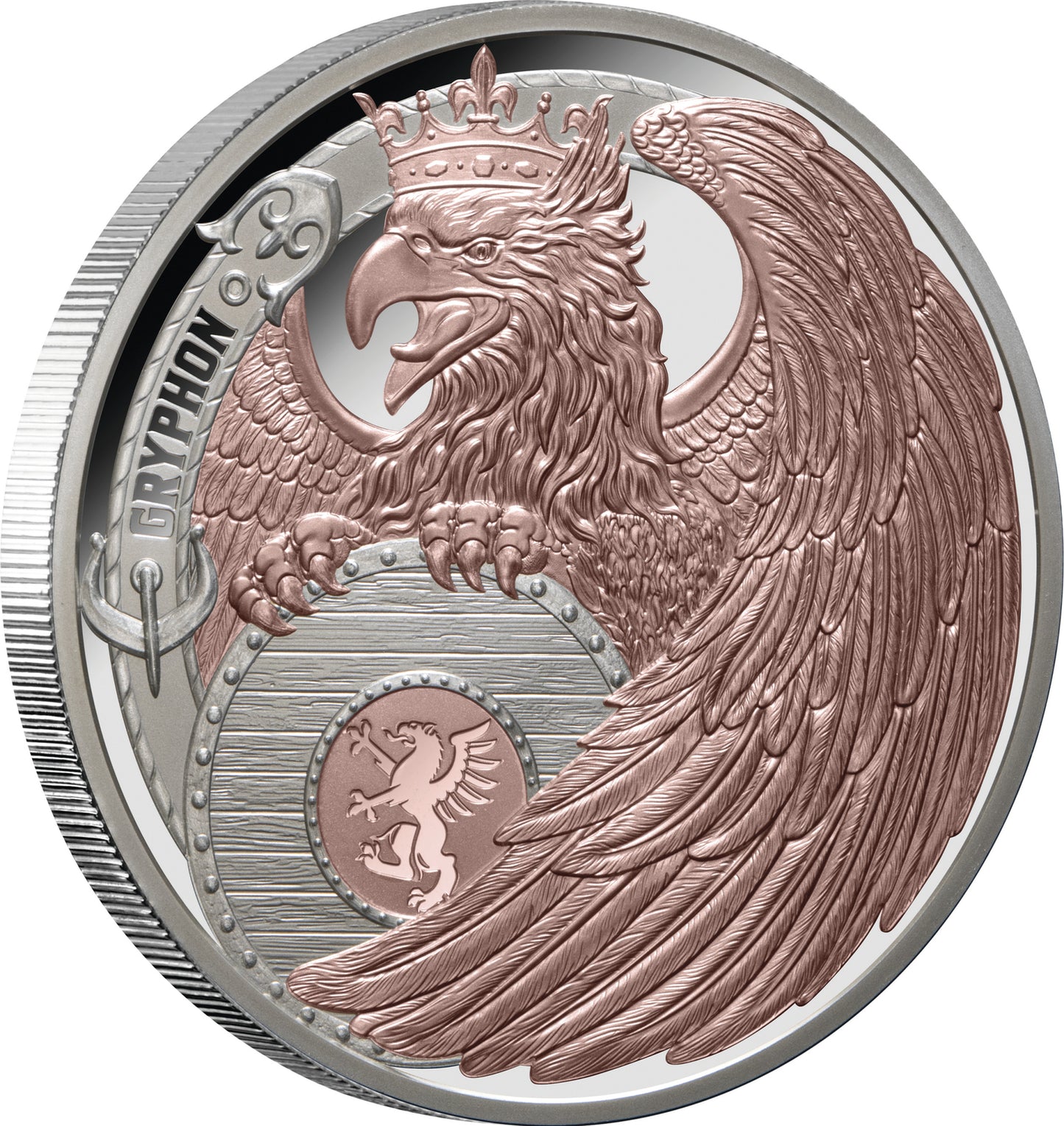 2024 NIUE Gryphon 1oz Rose-Gold Gilded Silver Proof Coin