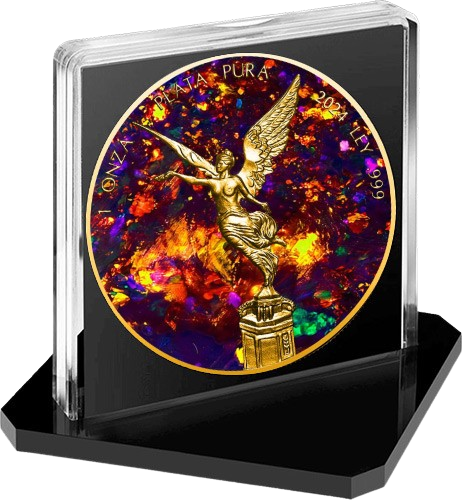 2024 Mexico Libertad Metal Black Opal Gold Edition 1oz Silver Coin