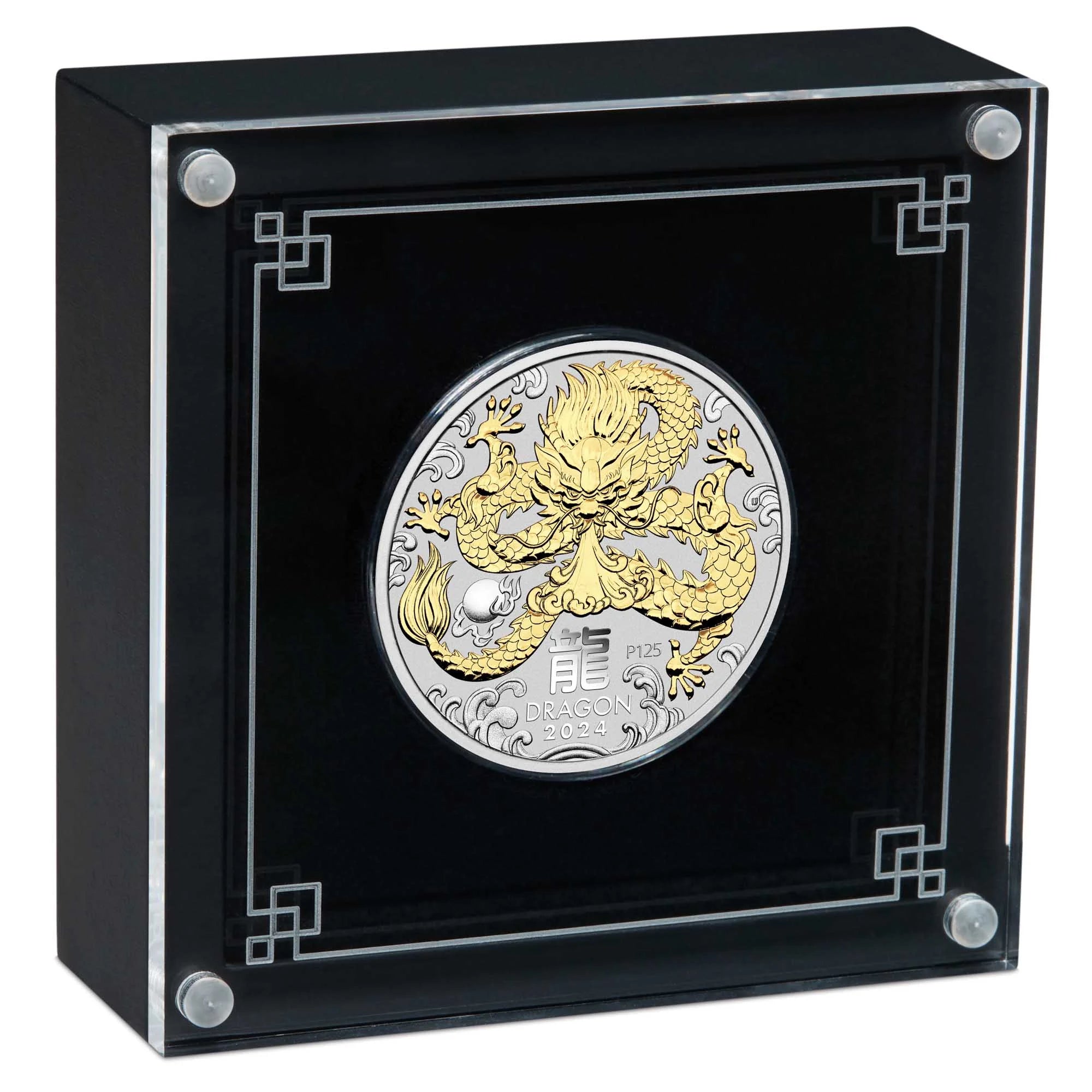 2024 Perth Mint Lunar Dragon 1oz Silver Gilded Coin