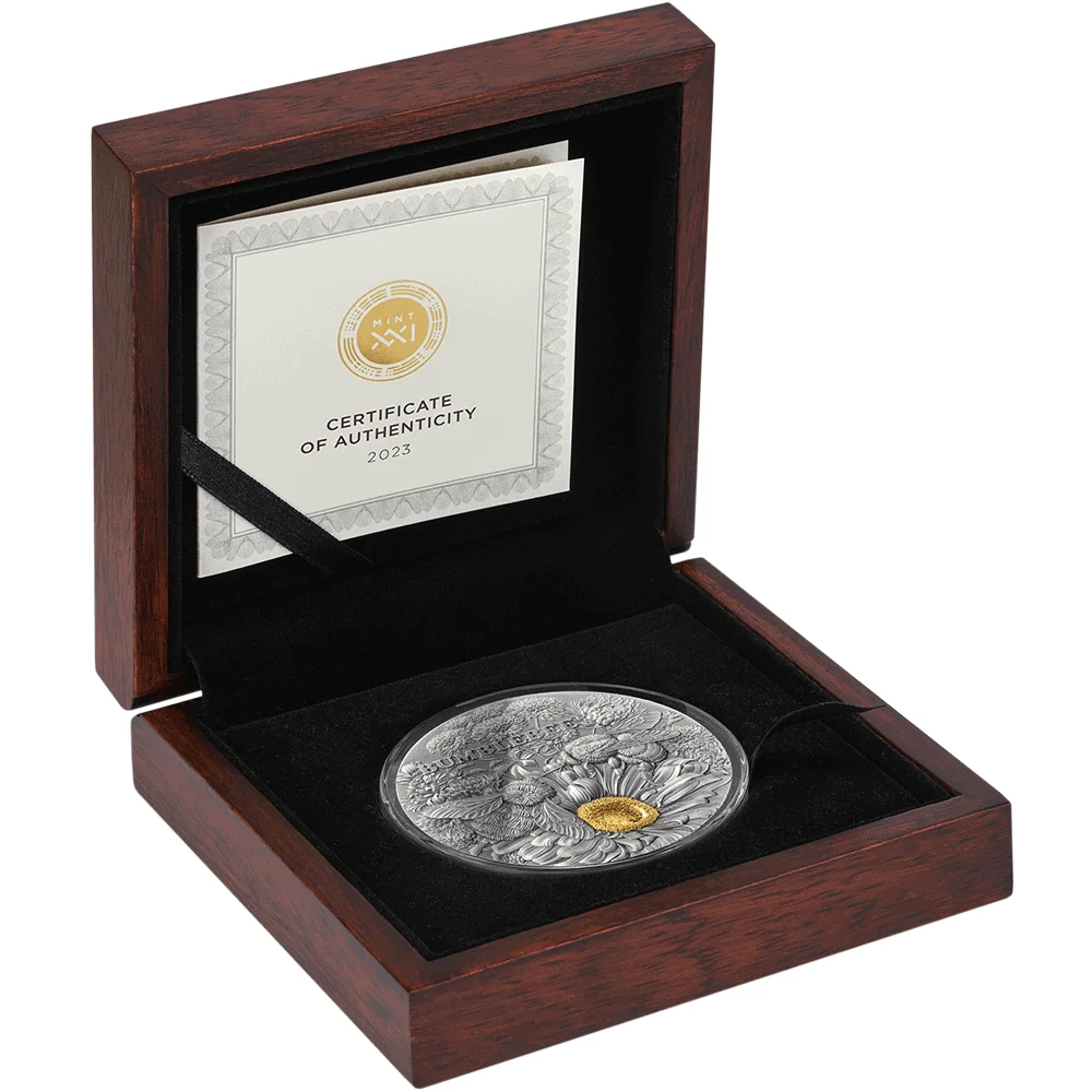 2023 Ghana Nature Architects Bumblebee 2oz Silver Antique HR Gilded Coin