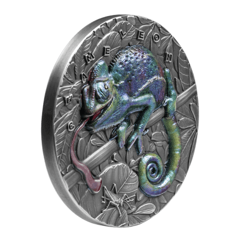 2021 Niue Amazing Animals – Chameleon 3oz Silver Antiqued Coin