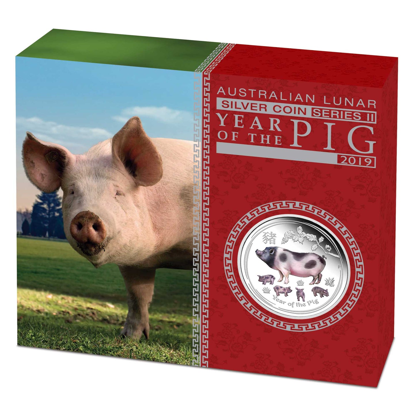 2019 Perth Mint Lunar Pig 1oz Silver Proof Coloured Coin