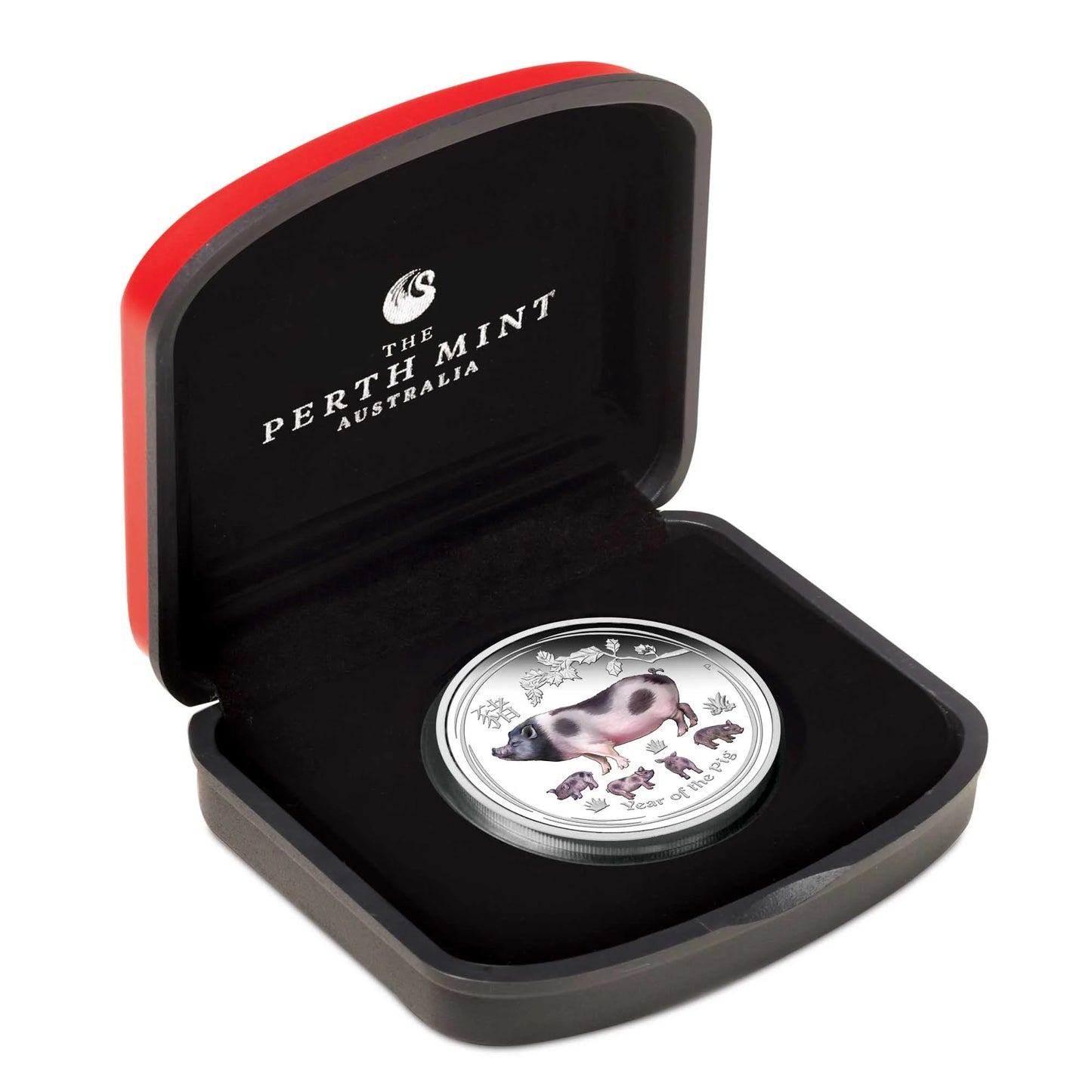 2019 Perth Mint Lunar Pig 1oz Silver Proof Coloured Coin