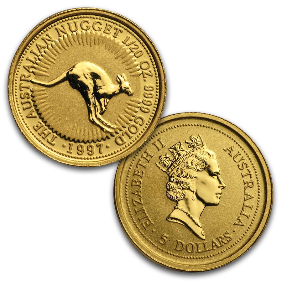 1990-1999 Perth Mint Kangaroo 1/20oz Gold 10 Coin Set