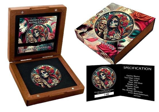2024 Mexico Libertad Día de los Muertos VI Day of the Dead 1oz silver coin