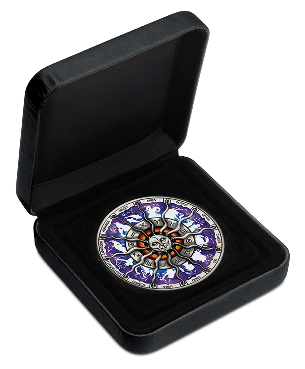 2023 Perth Mint Signs of the Zodiac 5oz Silver Antiqued Coloured Coin