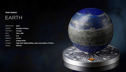 2024 Ghana Earth Solar System 2oz Silver Antique Proof Coin