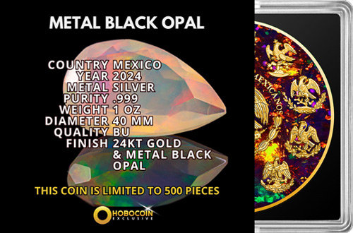 2024 Mexico Libertad Metal Black Opal Gold Edition 1oz Silver Coin