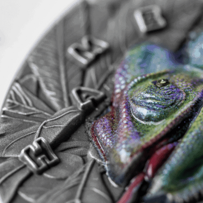 2021 Niue Amazing Animals – Chameleon 3oz Silver Antiqued Coin