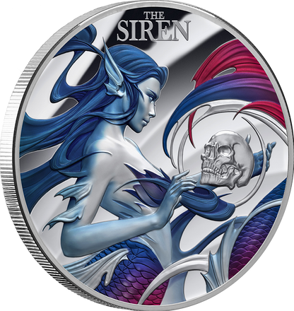 2023 Niue mythical creatures siren 2oz silver coloured proof coin