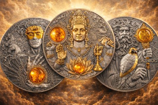 2022-2024 Niue Divine Faces of the Sun - 3oz Silver Antiqued 3 Coin Collection