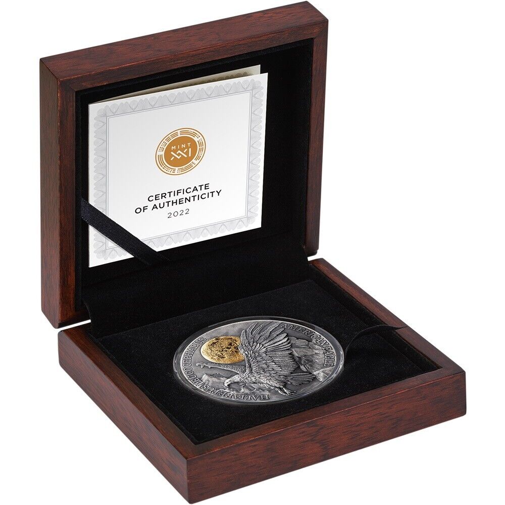 2022 Eagle Wildlife in the Moonlight 2oz Silver Gilded Coin