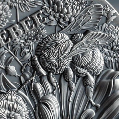 2023 Ghana Nature Architects Bumblebee 2oz Silver Antique HR Gilded Coin