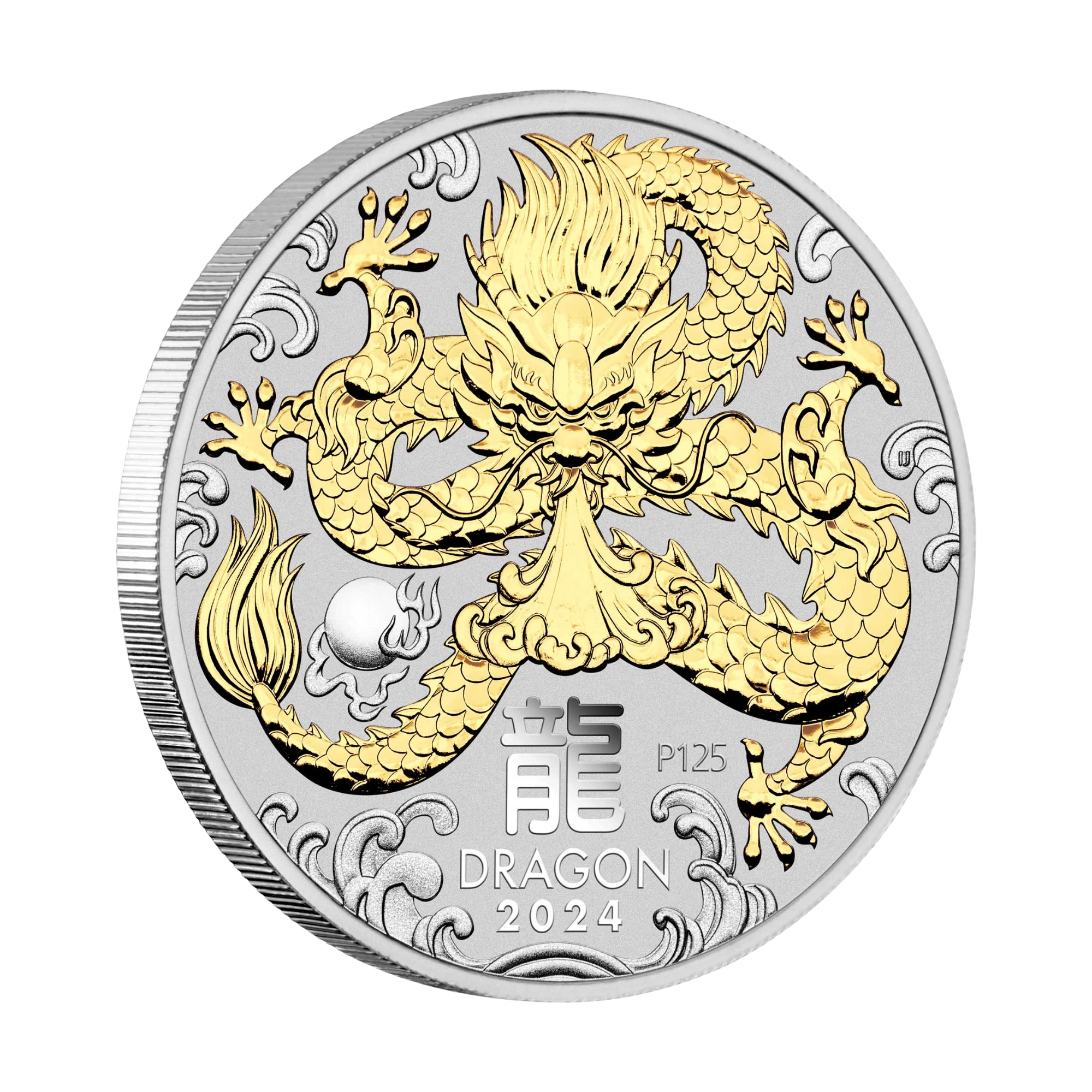 2024 Perth Mint Lunar Dragon 1oz Silver Gilded Coin