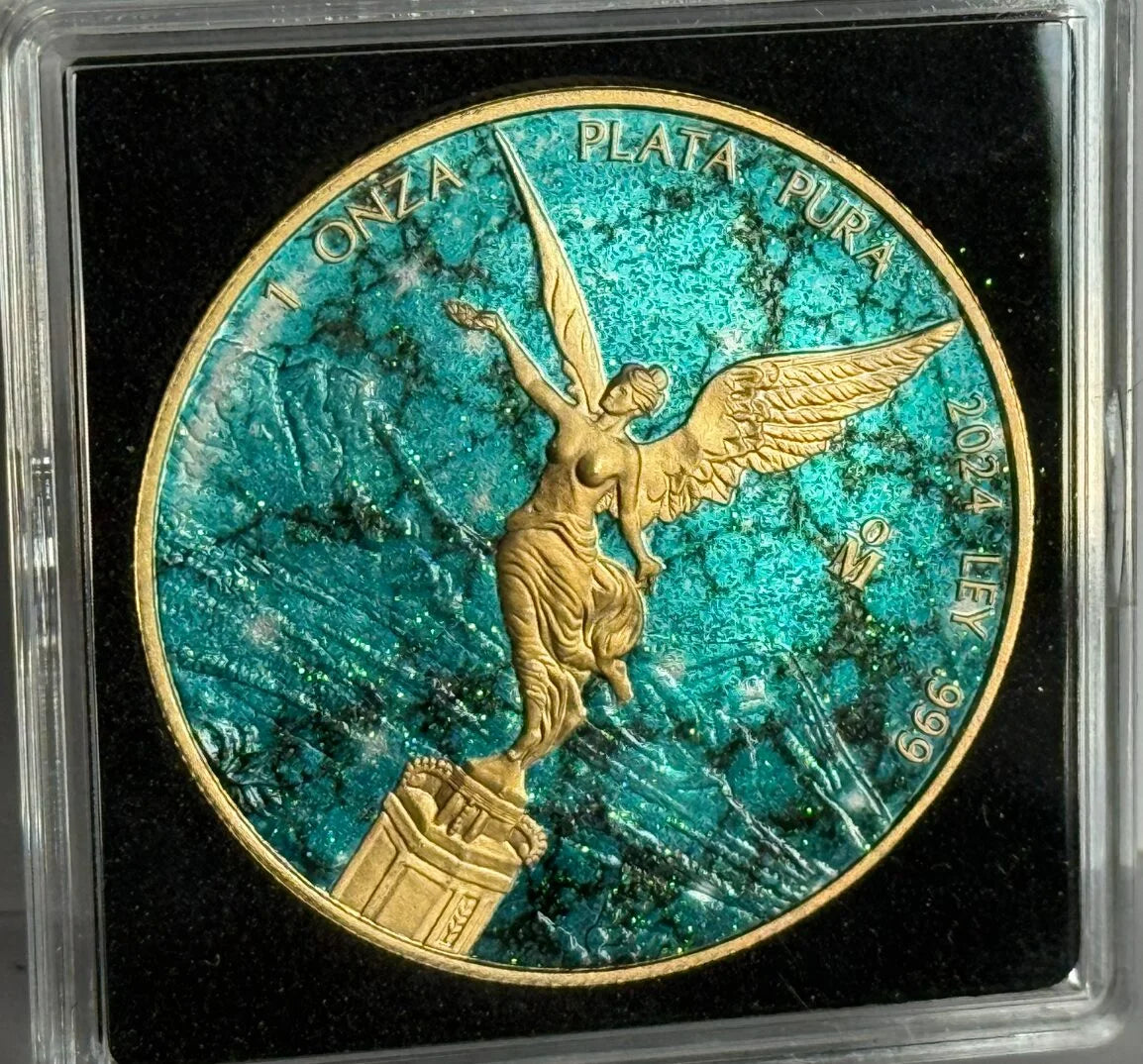 2024 Mexico Libertad Precious Gemstones Turquo 1oz Silver Coin