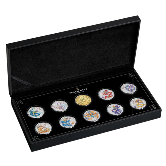 2024 Perth Mint Lunar Dragon 1/2oz Silver Ten-Coin Set