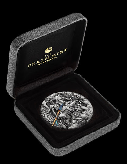 2021 Perth Mint Zhao Yun 5oz Silver Coloured Antiqued Coin