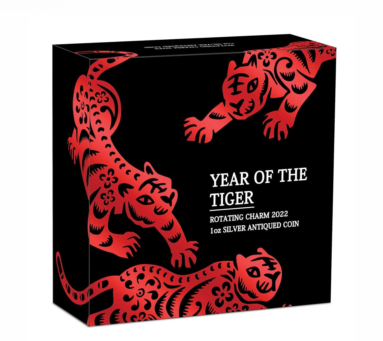 2022 Lunar Tiger Rotating Charm 1oz silver antiqued Coin