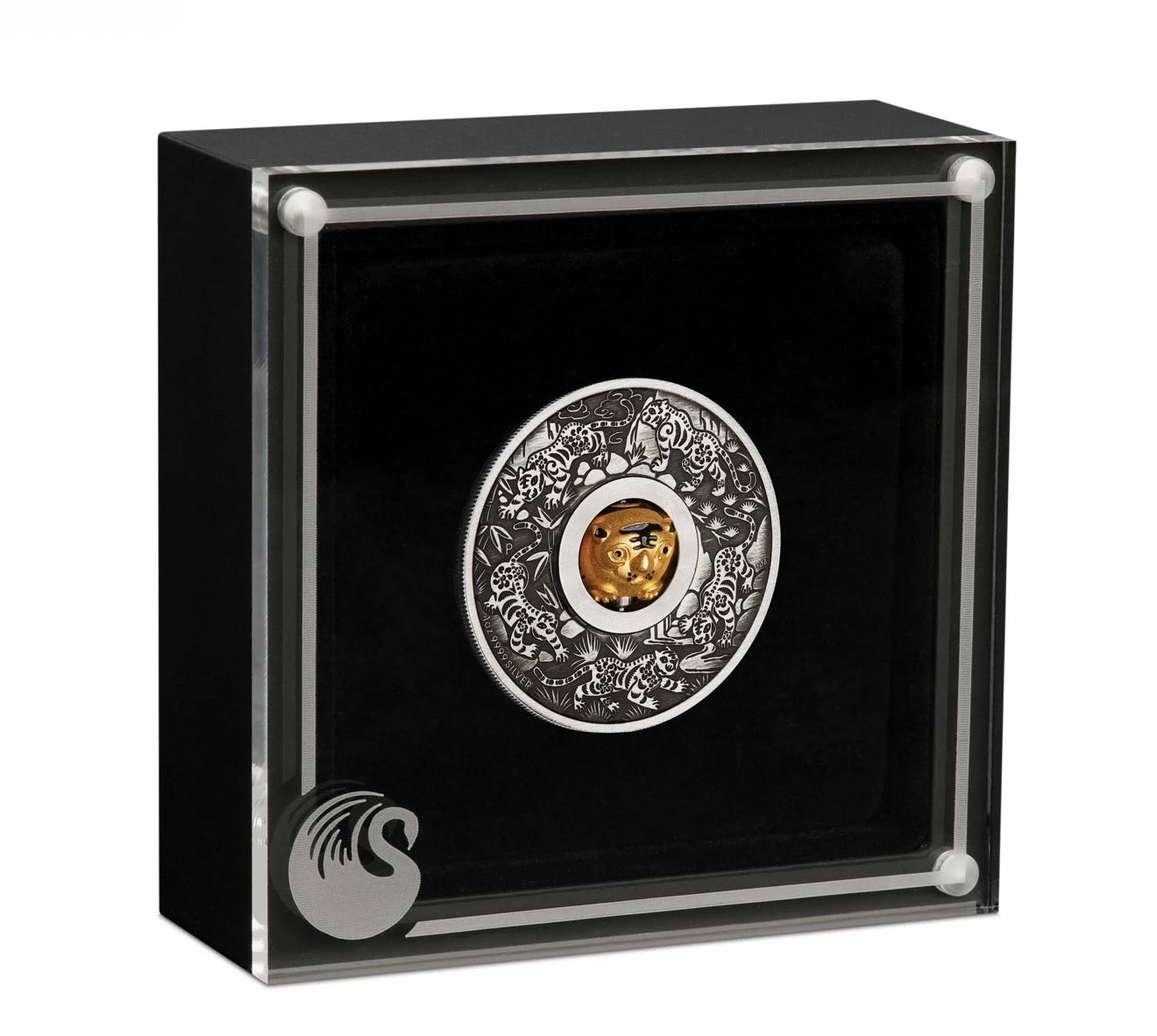 2022 Lunar Tiger Rotating Charm 1oz silver antiqued Coin