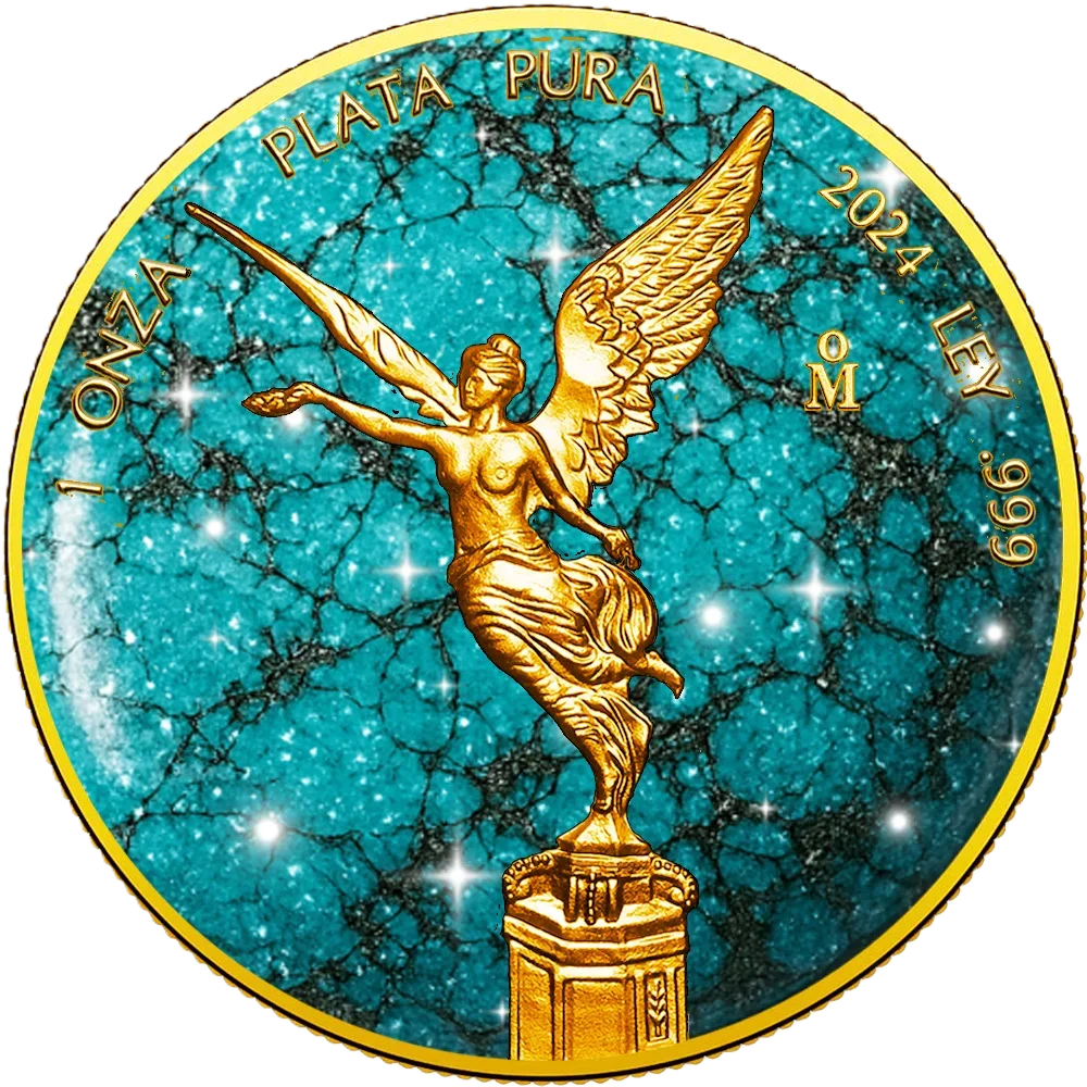 2024 Mexico Libertad Precious Gemstones Turquoise Edition 1oz Silver Coin