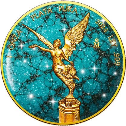 2024 Mexico Libertad Precious Gemstones Turquoise Edition 1oz Silver Coin